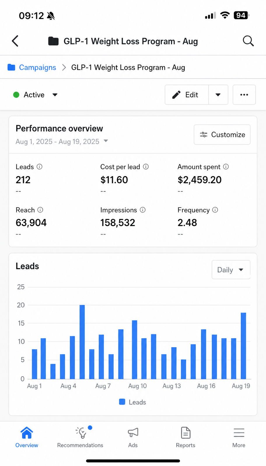 Lead Gen — B2B SaaS campaign results